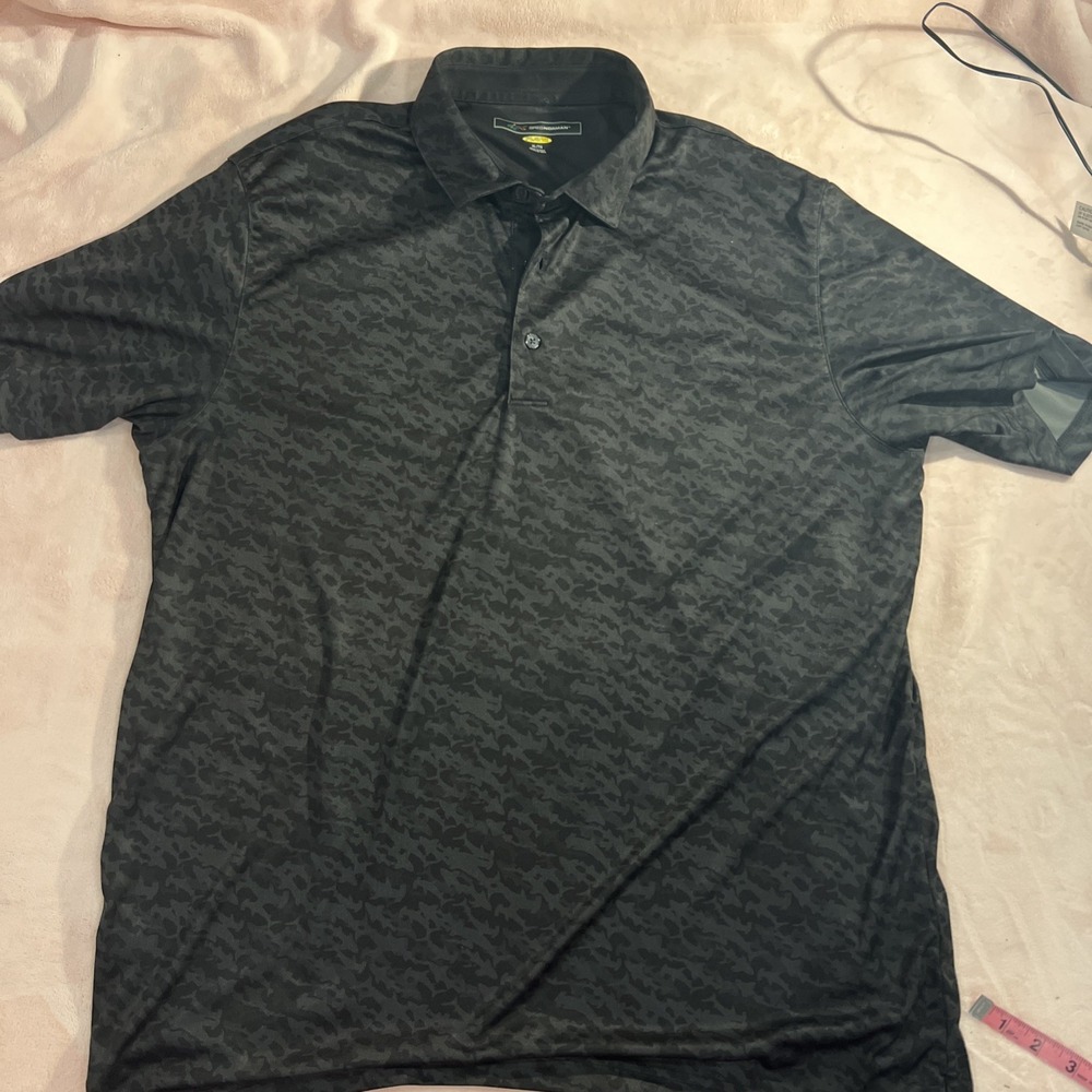 Greg Normand Men's Sz xl Golf Shark Camo Print‎ Black Polo Shirt 181